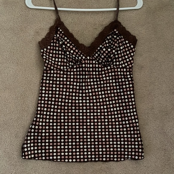 Polka dot brown silky top - Picture 2 of 2